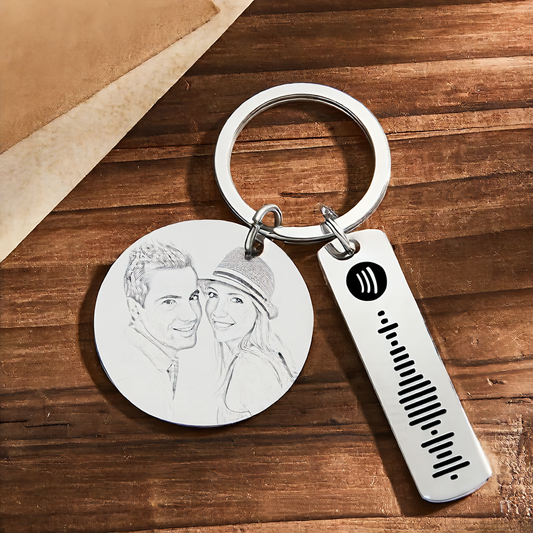 Personalized Photo Engraved Keychain ? Custom Stainless Steel Gift with Calendar & Message Tag